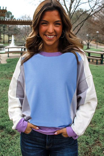 Cozy Color Block Sweatshirt for Women - Stylish Casual Top in Soft Fabric, Ideal for Everyday Comfort and Chic Looks