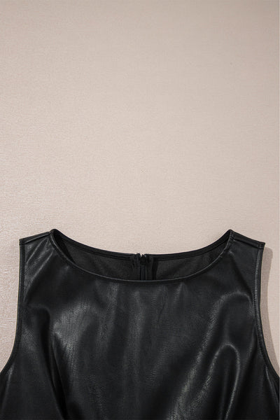 Elegant Black Vegan Leather Dress for Women - Eco-Friendly, Fitted, Stylish Design for Everyday Chic and Versatility