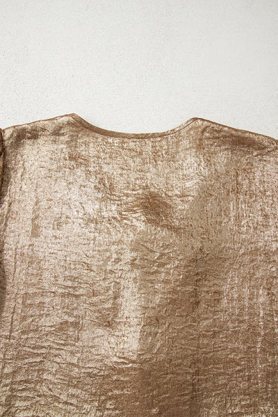 Stylish Lightweight Silver Metallic Blouse for Women - Perfect for Day or Night Outfits, Chic Versatile Top