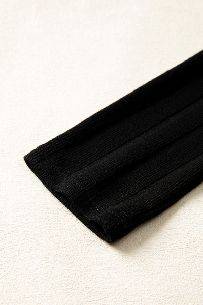 Elegant Black Ribbed Knit Mini Dress for Women Trendy Casual and Evening Style with Flattering Fit