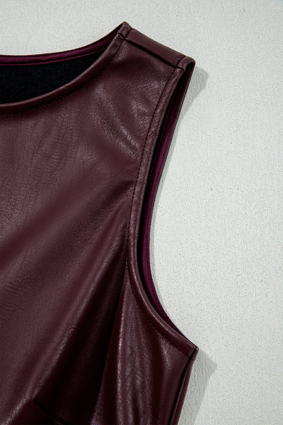 Chic Wild Ginger Vegan Leather Mini Dress for Women - Sleeveless Party Outfit with Flattering Fit and Trendy Style