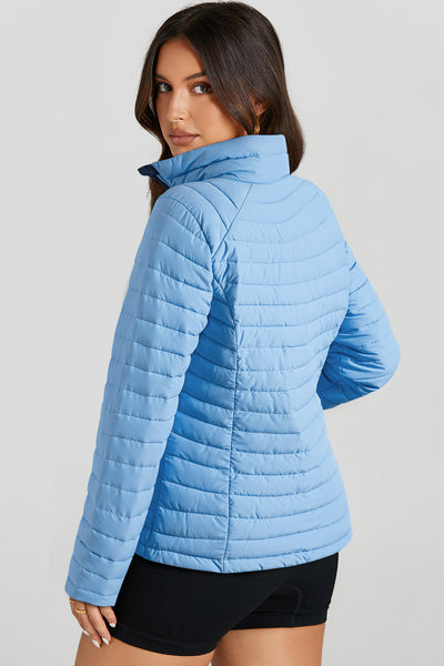 Stylish Women's Solid Quilted Puffer Jacket - Warm Zip-Up Outerwear in Classic Colors for Cold Weather Adventures