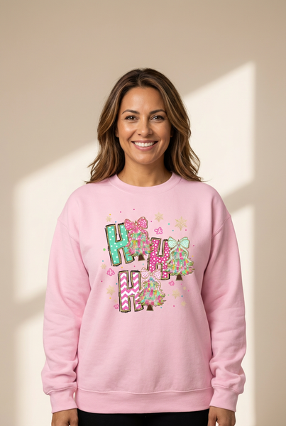 Women's Ho Ho Ho Pastel Christmas Graphic Sweatshirt