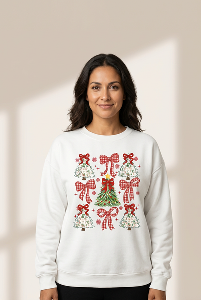 Women's Vintage Ribbon Tree Graphic Sweatshirt in Winter White