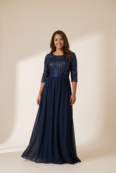 Floor-Length Sequin Evening Dress with practical styling and dependable silhouette control.