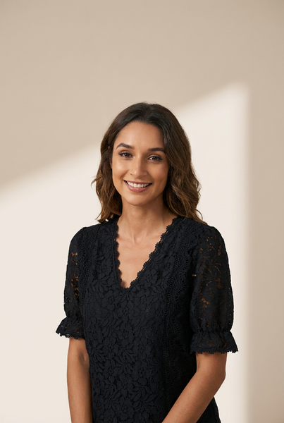 Women's Solid Color Lace Chiffon Women'S Loose Fit Pullover Top