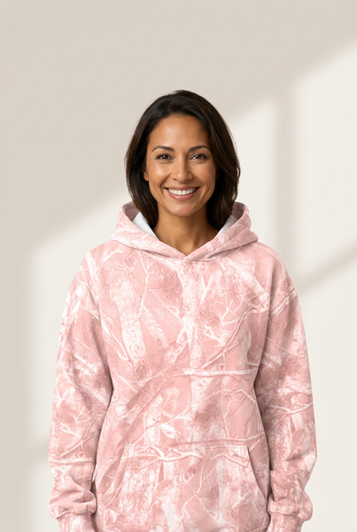 Women's Light Pink Woodland Camo Oversized Hoodie