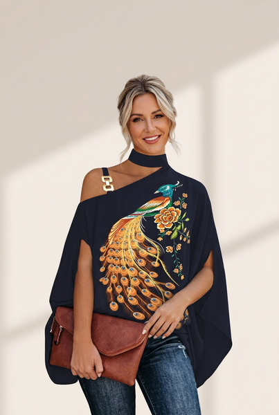 Women's Floral Print Halter Batwing Sleeve Women's Blouse for Summer