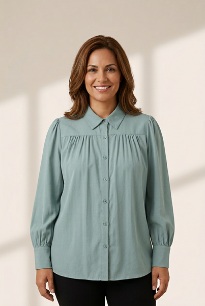 Women's Single Breasted Women'S Loose Solid Color Blouse With Cardigan Sleeves