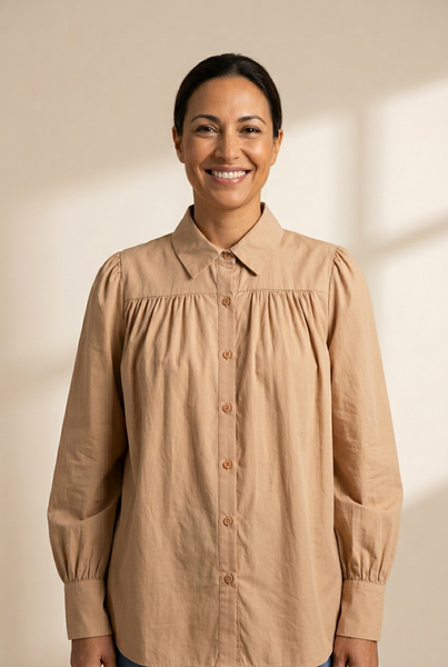 Women's Single Breasted Women'S Loose Solid Color Blouse With Cardigan Sleeves