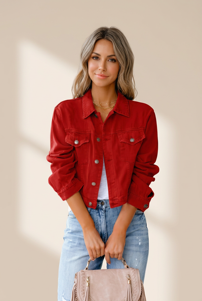 Cropped Denim Jacket with practical styling and dependable silhouette control.