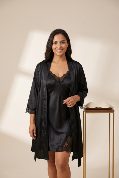 Women's 5 Piece Satin Pajama Set: Robe, Top, Shorts, Camisole, Pants made for easy styling and wardrobe coordination, with premium-like structure and