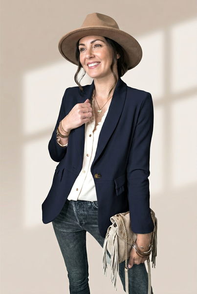 Women's Sophisticated Solid Lapel Button Long Sleeve Blazers