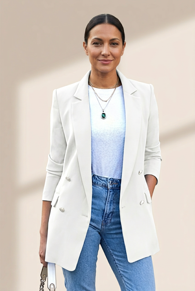 Women's Sophisticated Solid Lapel Button Long Sleeve Blazers