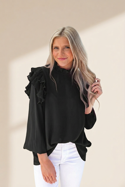 Elegant Long Sleeve Ruffle Blouse with practical styling and dependable silhouette control.