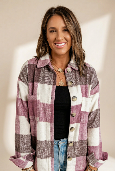 Women's Plus Size Plaid Shacket Jacket in Plus Size Outerwear