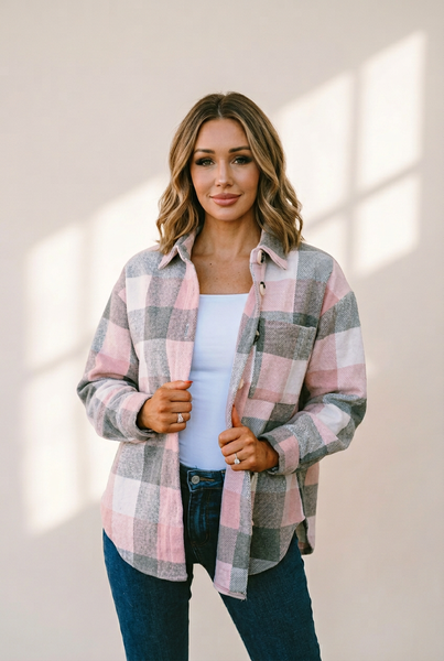 Women's Plus Size Plaid Shacket Jacket in Plus Size Outerwear