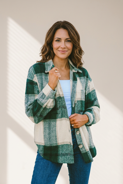 Women's Plus Size Plaid Shacket Jacket in Plus Size Outerwear