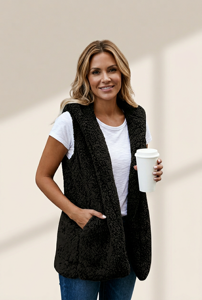 Women's Winter Fluffy Hooded Vest made for easy styling and wardrobe coordination, with premium-like structure and finish.