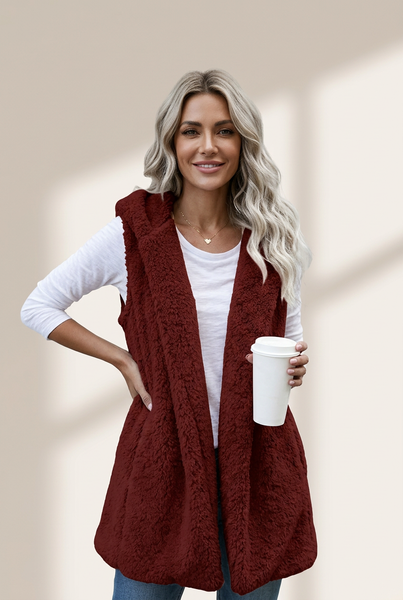 Women's Winter Fluffy Hooded Vest made for easy styling and wardrobe coordination, with premium-like structure and finish.