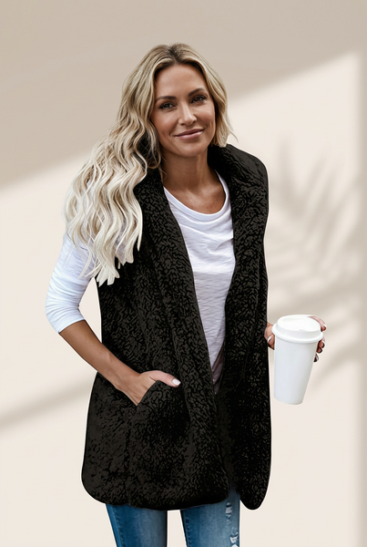 women's warm sherpa sleeveless hoodie vest made for easy styling and wardrobe coordination, with premium-like structure and finish. with practical