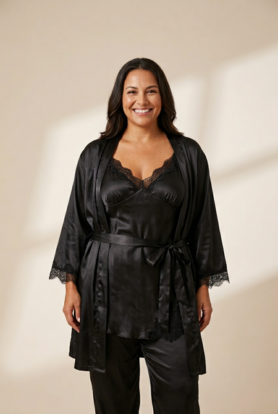 5-Piece Satin Pajama Set with Lace with practical styling and dependable silhouette control.