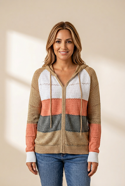 Striped and Color Block Henley Shirt with practical styling and dependable silhouette control.