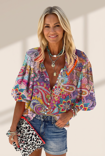 Women's 3/4 Sleeve Paisley Print Shirt in Blouses & Shirts