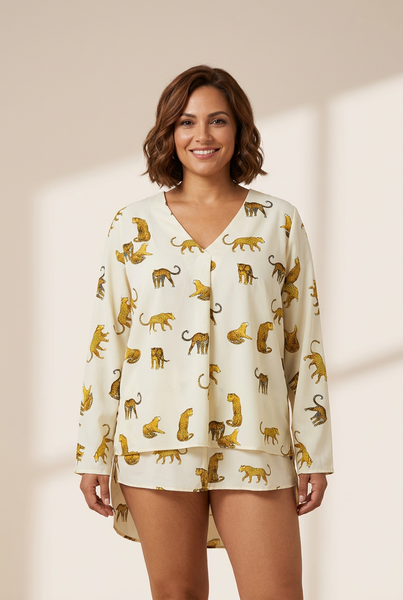 Leopard Print Button-Down Blouse with practical styling and dependable silhouette control.