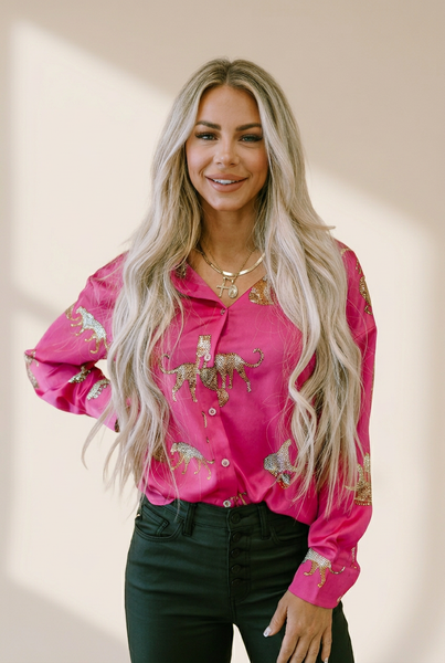 Leopard Print Button-Down Blouse with practical styling and dependable silhouette control.