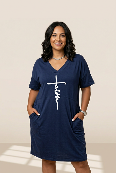 Faith Cross T-Shirt Dress with practical styling and dependable silhouette control.