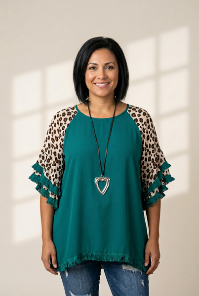 Women's Plus Size Leopard Print Bell Sleeve T-Shirt made for easy styling and wardrobe coordination, with premium-like structure and finish.