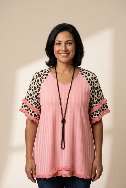 Women's Plus Size Leopard Print Bell Sleeve T-Shirt made for easy styling and wardrobe coordination, with premium-like structure and finish.