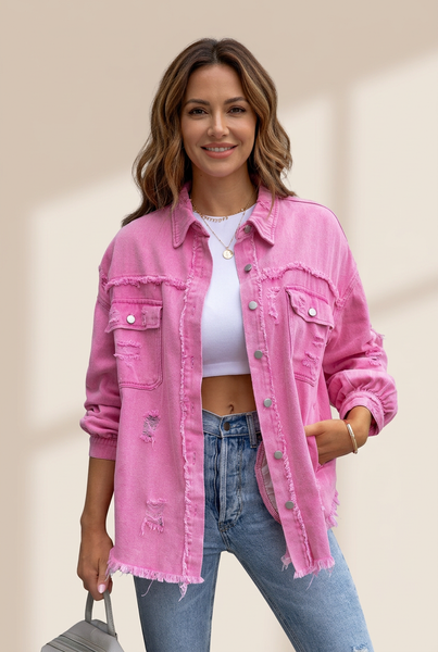 Women's Vintage Washed Denim Jacket in Denim jackets