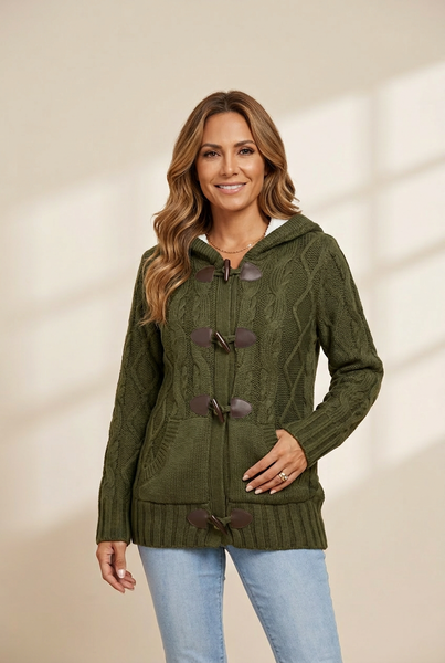 Women's Black Toggle Coat with Hood in Coats for polished occasion-to-casual wear