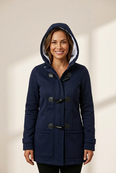 Women's Black Toggle Coat with Hood in Coats for polished occasion-to-casual wear