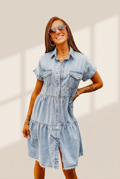 Women's Dark Wash Denim Dress in Blouses & Shirts