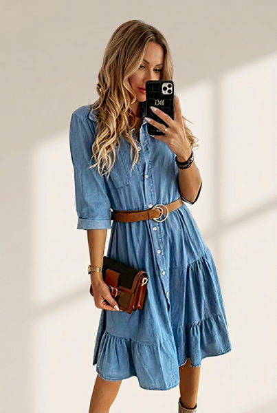 Women's Dark Wash Denim Dress in Blouses & Shirts