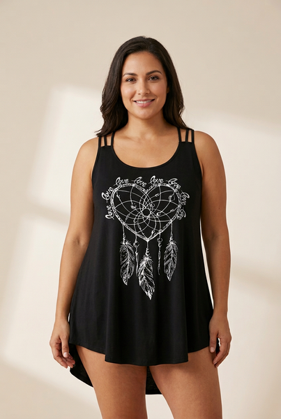 Women's Plus Size Criss Cross Cami Top with Lace Detail