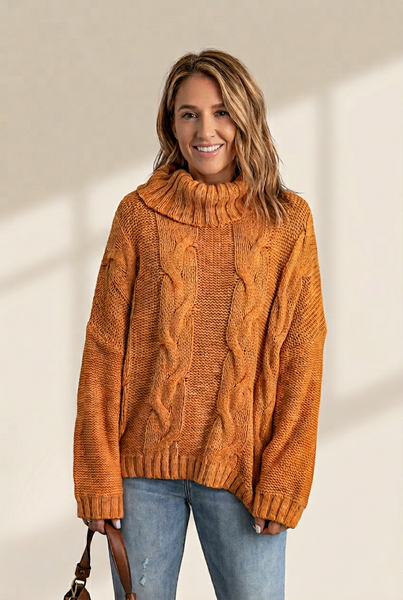 Women's Chunky Knit Turtleneck Pullover in Sweaters