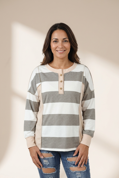 Women's Horizontal Striped Knit Sweater in Sweaters