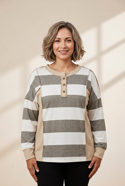 Women's Horizontal Striped Knit Sweater in Sweaters
