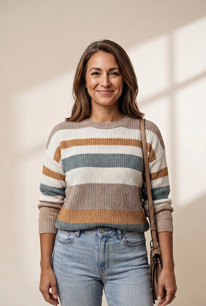 Women's Horizontal Striped Knit Sweater in Sweaters