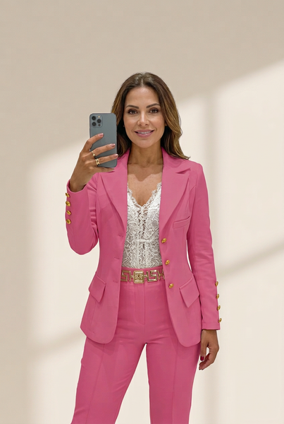 Women's Double-breasted Blazer and Pants Set with practical styling and dependable silhouette control.