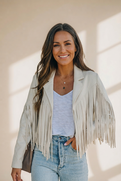 Women's Sophisticated Fringe Suede Jacket in Jackets
