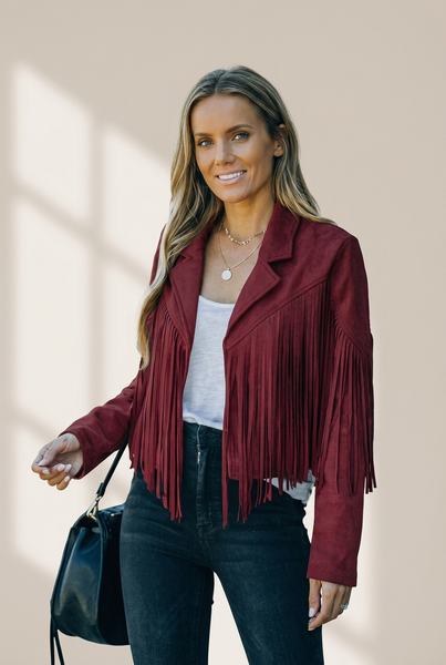 Women's Sophisticated Fringe Suede Jacket in Jackets