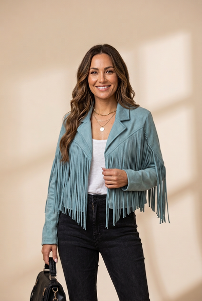 Women's Sophisticated Fringe Suede Jacket in Jackets