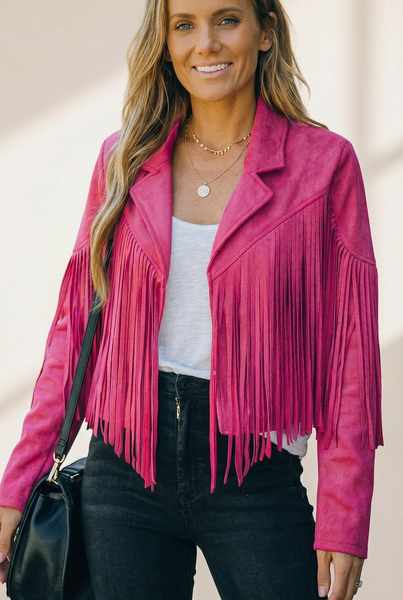Women's Sophisticated Fringe Suede Jacket in Jackets