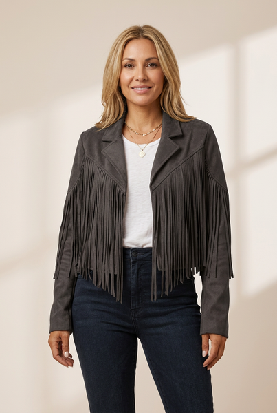 Women's Sophisticated Fringe Suede Jacket in Jackets