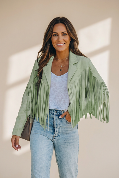 Women's Sophisticated Fringe Suede Jacket in Jackets